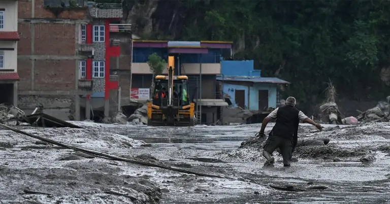 নেপালের আকস্মিক বন্যায় ধ্বংসস্তূপের ছবি
